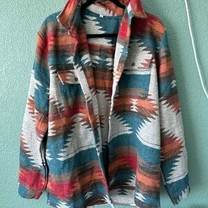 Oversized aztec shacket